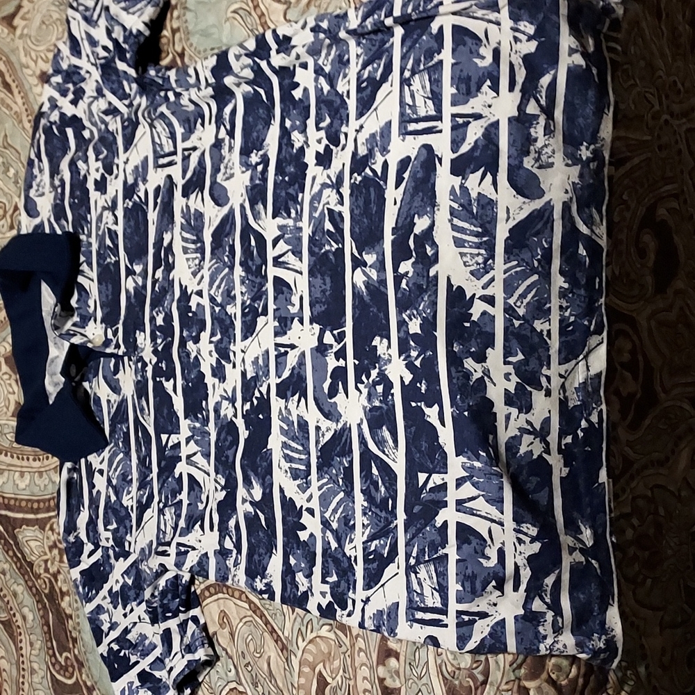 Boys Hawaiian print striped polo